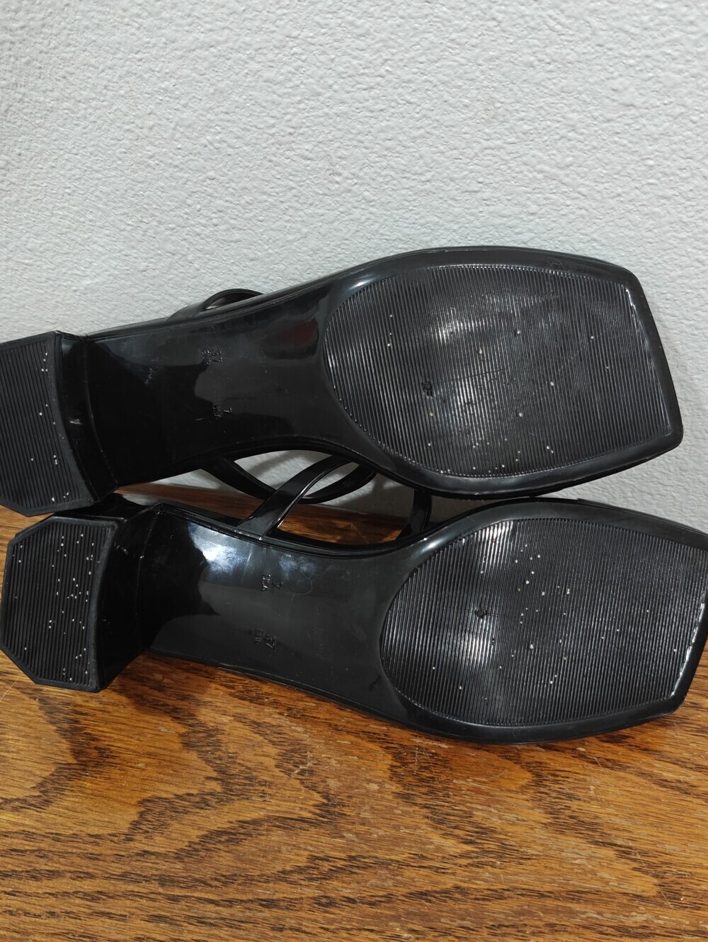 Jeffrey Campbell Block Chunk Heels Size 7 Jamm Black Slides 2 Strappy - Picture 8 of 13